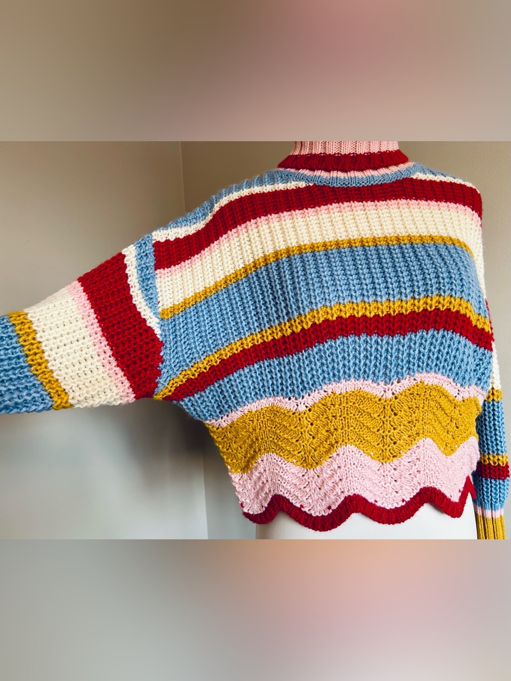 NWT - Cider Striped Turtleneck w Scalloped Hem - Oversized. - Picture 8 of 15